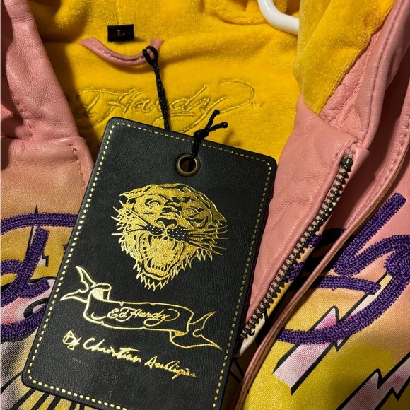 💗 Vintage ED Hardy Genuine Leather Jacket!💗 - Picture 2 of 9